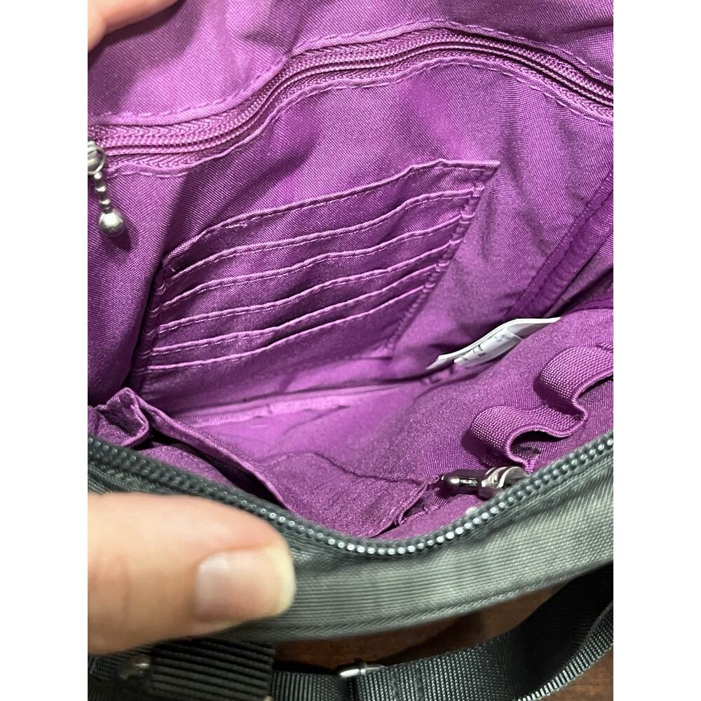 Baggallini Journey RFIDCrossbody Purse Travel Bag Small Dark Gray Purple Lining - Picture 6 of 15